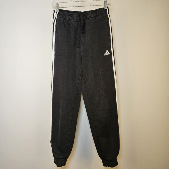 Adidas black with white stripes cotton blend knit sweatpants size S US - Picture 2 of 6